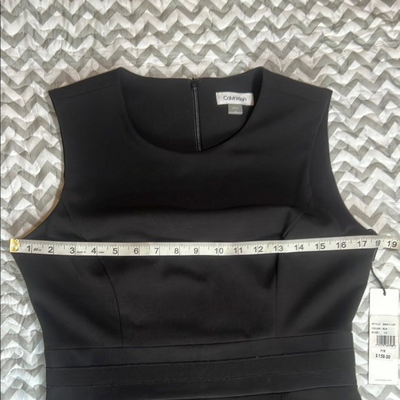 NWT Calvin Klein Black Sleeveless Cocktail Dress Mesh Stripes - Picture 8 of 14